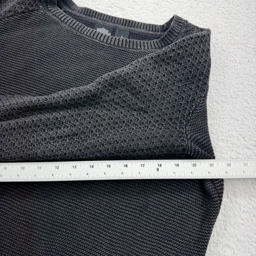 Harley Davidson Womens Sweater Charcoal Gray Knitted‎ Cotton Raglan Size L